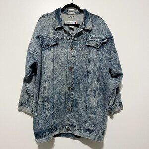 Mens VTG Baggy Acid Wash Denim Jacket L 80s 90s Oversized Streetwear Hip Hop